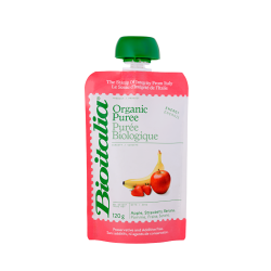 Purée de pomme, fraise et banane
