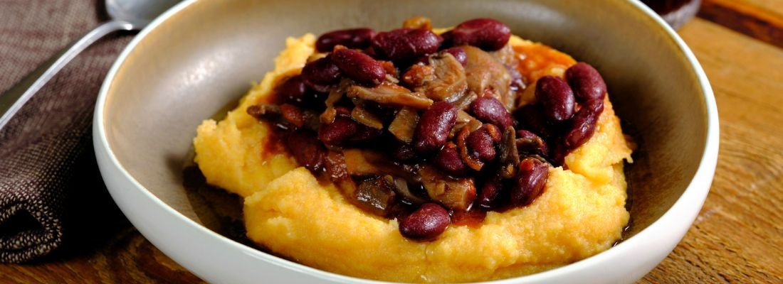 Polenta aux champignons et haricots rouges